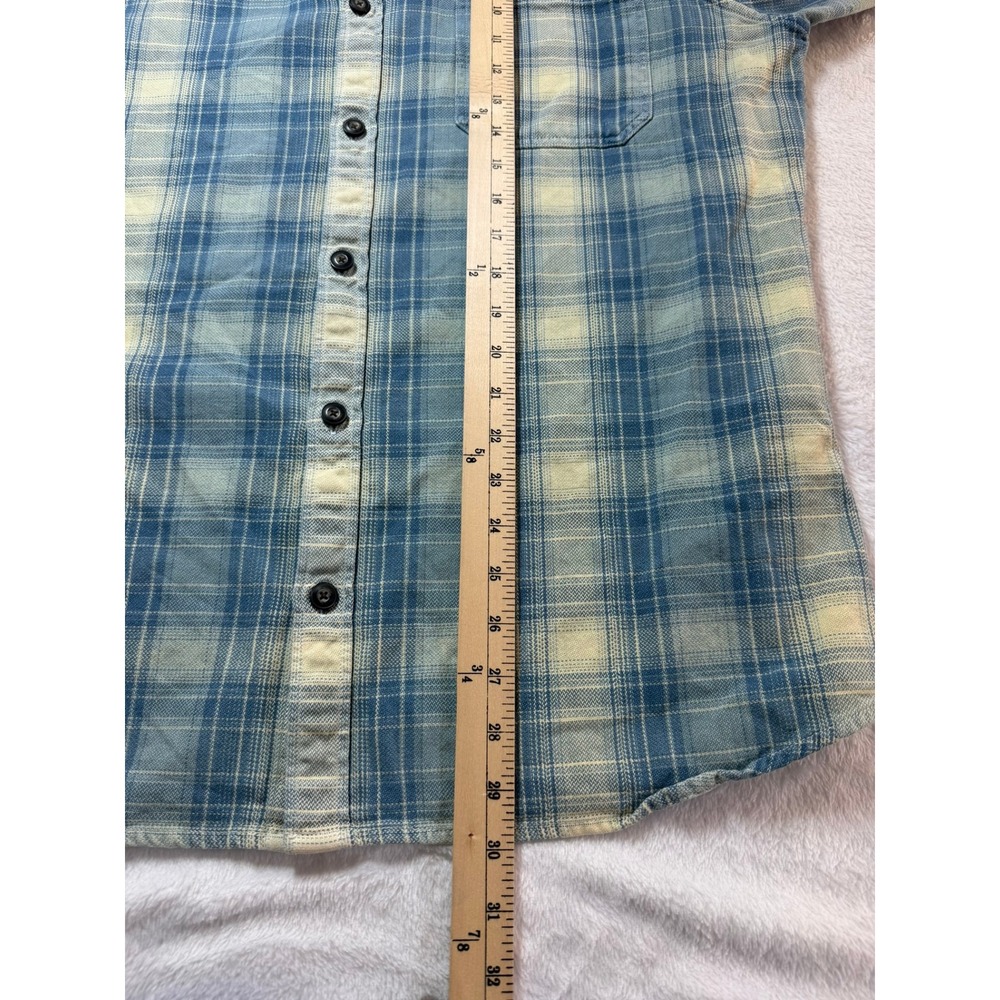 Marine Layer Mens XL Blue Cream Plaid Long Sleeve Button Down Flannel - Picture 5 of 5